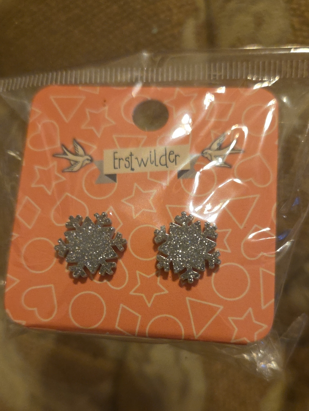 Erstwilder Silver Glitter Snowflake Stud Earrings